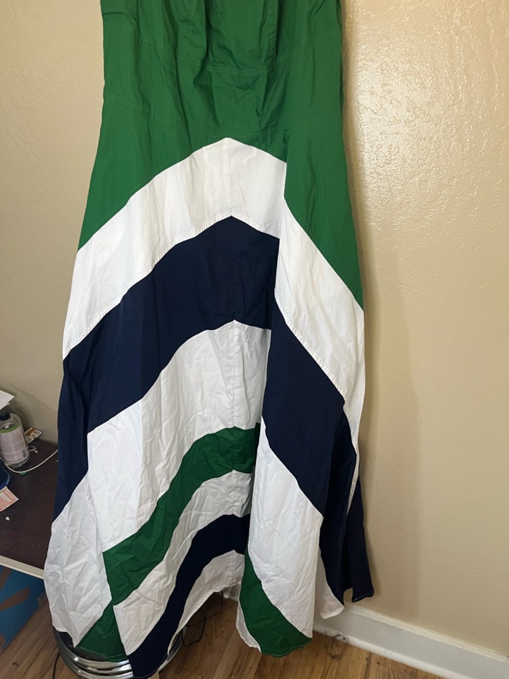 eShakti Colorblock Chevron Maxi Dress Womens 1X 16W floor length blue green - Picture 3 of 7